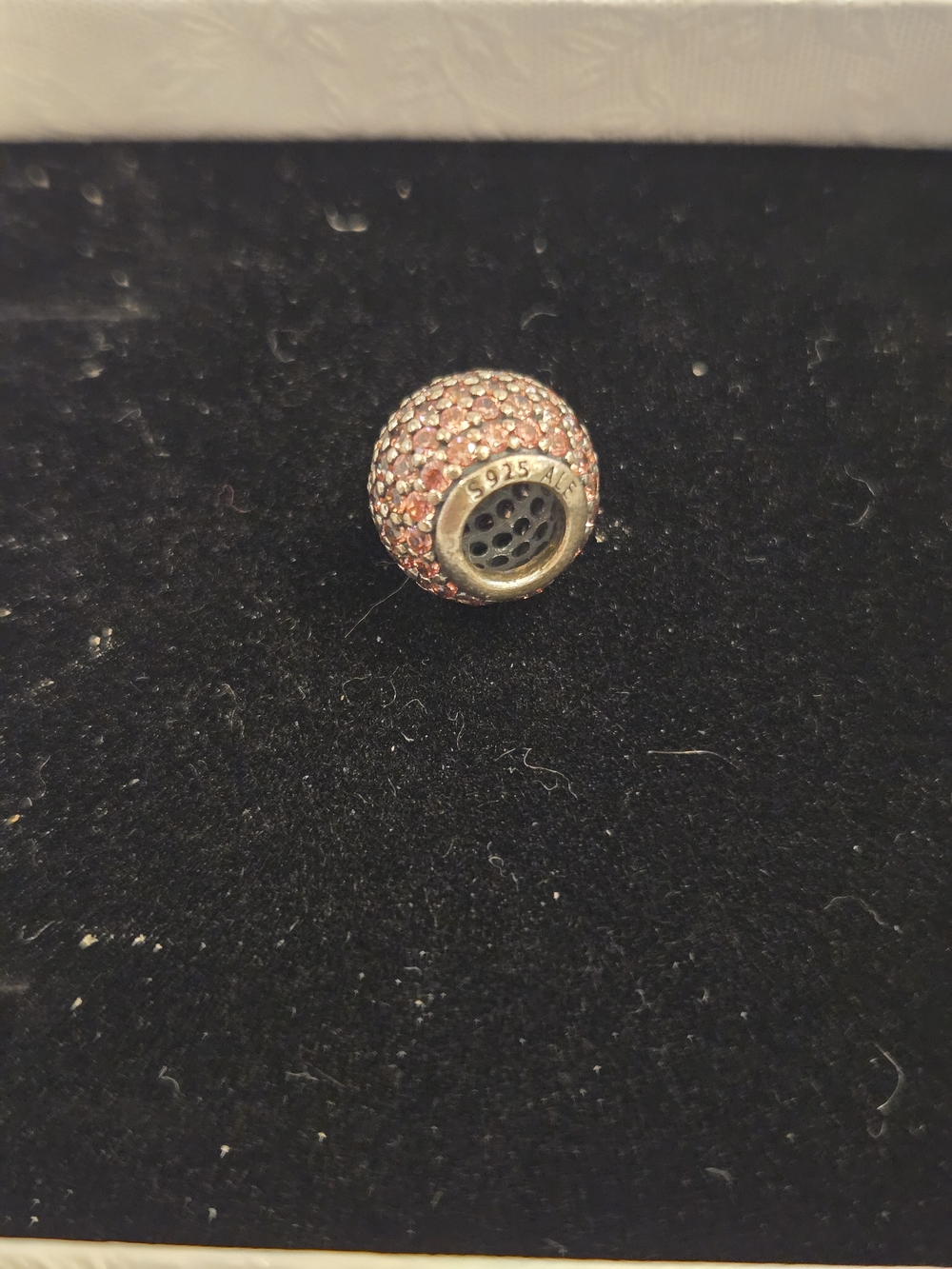 Retired Pandora Pink Pavé Lights Ball Charm | 791051PCZ | Sterling Silver